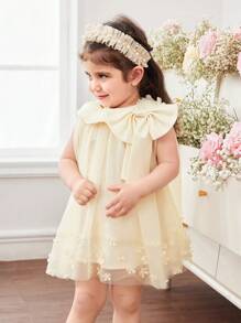 Plus Size Apricot Sheer Bowknot Summer Dress - Apricot - View 5