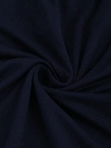 Sweetra 女士休闲垂坠领紧身衣 - 藏蓝色 - 查看 5