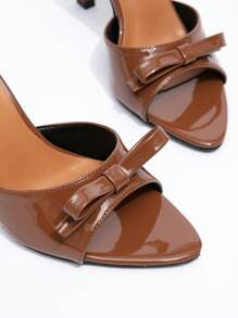 CUCCOO CHICEST New Fashion Versatile Rhinestone Bowknot Ankle Strap Stiletto High Heel Sandals - Brown - View 4