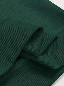 EURMUSE Bộ quần nỉ hai mảnh in chữ cotton và quần nỉ có túi xéo cho nam - Màu xanh lá cây đậm - Xem 4