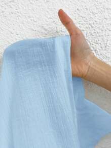 SHEIN PETITE Áo sơ mi trắng tay cánh dơi trơn màu trắng mùa xuân - Màu xanh nhạt - Xem 9