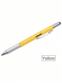 6 In1 Multifunction Ballpoint Pen , With Modern Handheld Tool Measure Technical Ruler Screwdriver Touch Screen Stylus Spirit Level, Anniversary Birthday Gifts For Dad Husband Boyfriend Grandpa Men Him Yellow Back To School - Yellow - View 5