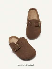 Cozy Pixies 幼儿/婴儿可爱包头休闲一脚蹬凉鞋，时尚百搭，适合春夏季 - 棕色 - 查看 2