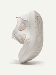 Cozy Pixies 1 Pair Girls Heart Pattern Flat Casual Sneakers, Cute & Comfortable For Daily Workout, All Season - Pink - View 6