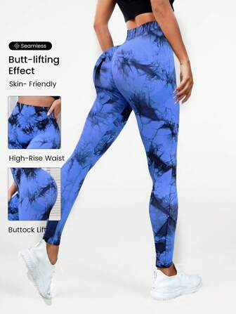Nahtlos weiche Batik-Sportleggings Yoga Damenhosen