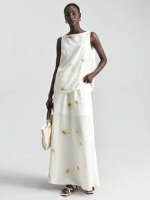 Ontre 女式2025年花卉印花裙，波西米亚风格，伊比萨岛度假装，度假印花