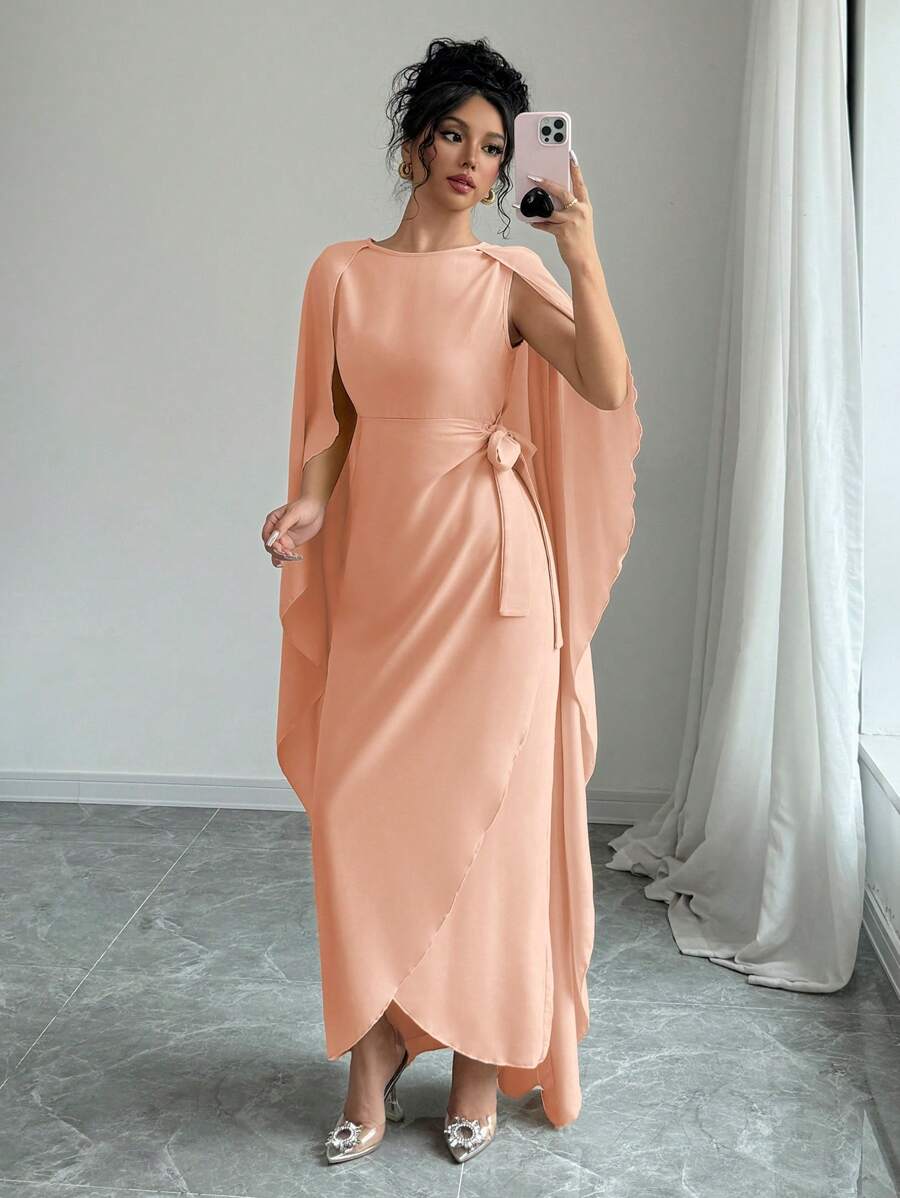 Chiquease Sleeveless Cinched Waist Elegant Asymmetrical Hem Charming Dress Maxi Women Outfit
