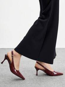 CUCCOO BIZCHIC Fashion Minimalist Women High Heel Sandals, Backstrap Slingback Pumps For Summer Vacation, Versatile Office Wear And Casual Outfits - Red - View 4