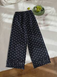 Pantalones estilo coreano casual y holgado con estampado de mariposa y cintura elástica para niñas