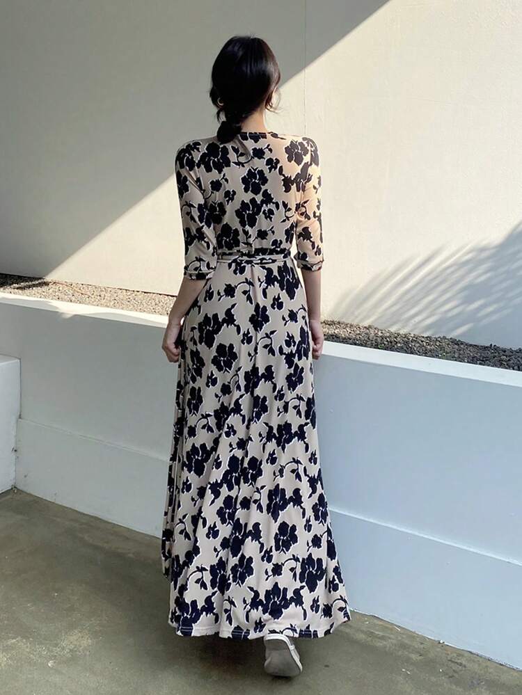 V-Neck Elegant Floral Dress For Women Elegant Sundress Maxi Dress