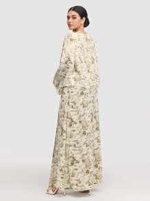 Veilorie 2 件套女士简约时尚休闲长袖上衣和裙子套装，适合日常穿着 - 黃色 - 查看 2