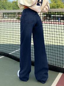 EURMUSE LOW RISE WIDELEG LIGHT GREY Y2K JEAN - Dark Wash - View 2