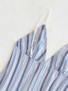 Lunelith SHEIN Lunessa Camiseta sin mangas con diseño de lazo, cuello en V profundo y contraste de colores, ideal para vacaciones