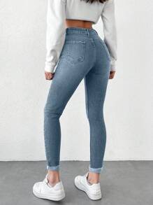 EURMUSE Women's Slim Fit Casual Versatile Denim Jeans With Pockets - Light Wash - View 2