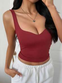 DAZY Women Deep V-Neck Self-Padded Fitted Camisole Top - White - View 8