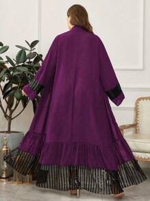 Al Najma Abito casual ampio a maniche lunghe con paillettes e patchwork, di taglia grande, adatto per la primavera/autunno, abaya modesta