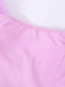 Teen Girls Elegant Lilac Purple Mesh Tube Dress - Lilac Purple - View 5