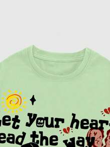 ROMWE MEN Street Life Men's Round Neck Simple Fashion Short Sleeve T-Shirt, Suitable For Summer - Green - View 5