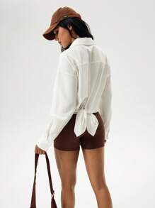 SHEIN Unity Women Long Sleeve Loose Fit Sunscreen Shirt, Athletic Top - Apricot - View 2