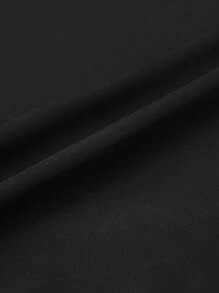 SHEIN PETITE 大码女式优雅多用途黑色缎面裙子，长裙，青春时尚 - 黑色 - 查看 4