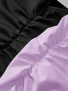 SHEIN EZwear Top de mujer de punto de un solo hombro en tonos negro y lavanda