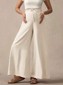 SHEIN Bowknot Maternity Pants, Simple Stylish Design Suitable For Summer - Apricot - View 5