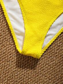 SHEIN Swim Costumi da bagno bikini da donna per l'estate, colore giallo, collo asimmetrico, stile sexy