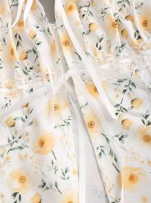 Sweetra Áo ba lỗ không tay buộc dây in họa tiết cổ điển mới cho nữ - Màu vàng - Xem 4