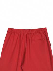 Manfinity Mode Men's Solid Color Simple Slim Fit Stylish Casual Shorts - Red - View 6