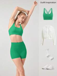 GLOWMODE Quần short đạp xe chống trượt FeatherFit™ 4.3" Không đường may phía trước, tác động thấp, chạy bộ, tập luyện mùa hè - màu xanh lá - Xem 8