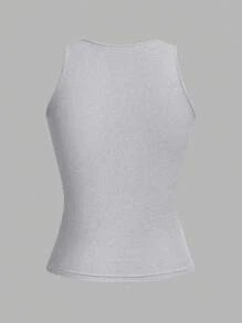 SHEIN EZwear 4 件套女士性感短款紧身背心，黑色、藏青色、碎花灰和白色，适合夏季 - 彩色 - 查看 6