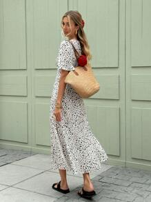 Serisse 女士碎花连衣裙，度假休闲 - 杏色 - 查看 2