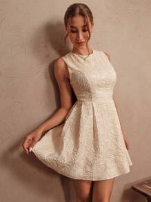 SHEIN Unity Backless Embellished Summer, Beach, Festival, Holiday Dress For Women - Beige - View 4