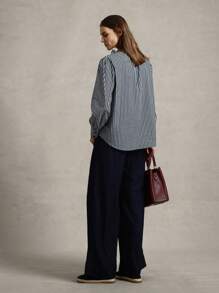 Briarwyn Camicia elegante a maniche lunghe con stampa a righe, scollo a cravatta, bottoni frontali, per outfit estivi da donna, casual da ufficio