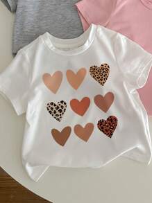 SHEIN Happikins 3pcs Baby Girl Casual Simple Short Sleeve Round Neck Top, Suitable For Summer - Multicolor - View 3