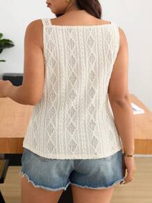 SHEIN Frenchy Plus Size Casual Sleeveless Textured Fabric Open Front Vest