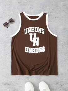 Áo ba lỗ thể thao viền in chữ mùa hè cho nam - Cà phê nâu - Xem 8