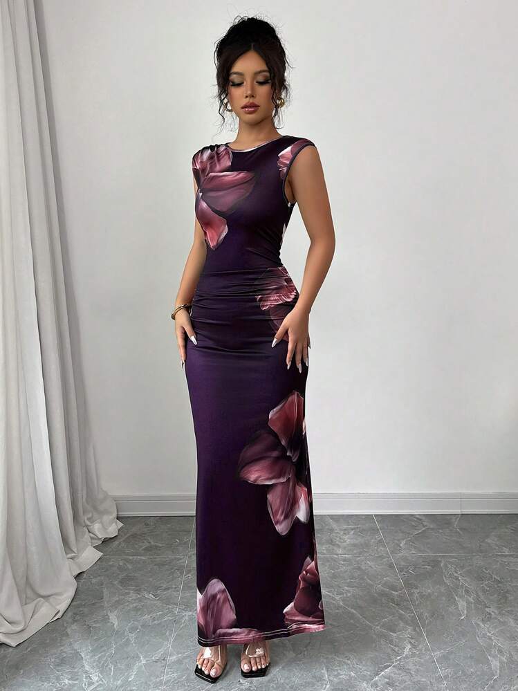 Selianne Leisure Round Neck Sleeveless Floral Print Minimalist Elegant Women Dress - Multicolor - View 4