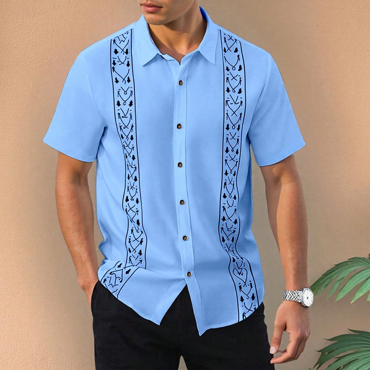 Camisa de manga corta sencilla y de moda para hombres, adecuada para el verano