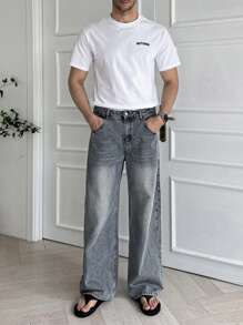 DAZY Autumn Casual Straight Washed Men's Denim Jeans - Blue - View 10