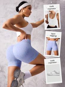 Seamluxe SHEIN Sport Women High Waist Simple Fitted Leopard Print Sports Shorts, Casual Resort Wear Biker Shorts - Multicolor - View 4