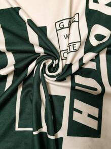 INAWLY 字母条纹印花休闲圆领背心，夏季