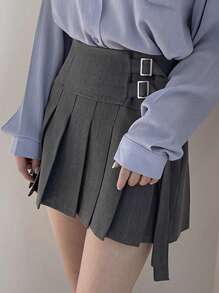 DAZY Pleated Mini Skirt, Youthful Style For Women - Grey - View 4