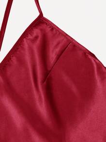 加大码优雅纯色仿丝无袖连衣裙，度假风