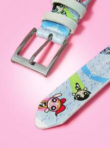 THE POWERPUFF GIRLS X SHEIN 1 件女式可爱卡通花朵、泡泡、金凤花图案腰带，带扣 - 彩色 - 查看 4