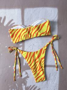 Swim Vcay Random Printed Bikini Two Pieces Swimsuit, For Beach & Vacation - Multicolor - View 2