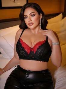 SHEIN 大码内衣文胸和无钢圈内衣文胸，简约时尚，适合夏季 - 黑色 - 查看 5