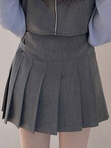 DAZY Pleated Mini Skirt, Youthful Style For Women - Grey - View 6