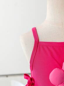 Baby Girl Cute Flower Pattern 3D Decorative Sleeveless Dress, Girl Custom 3D Cut Design Dress, Suitable For Summer Garden, Casual Outdoor - Hot Pink - View 5