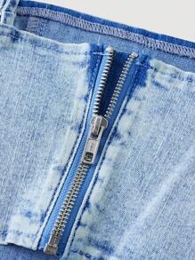 SHEIN Teen Girls' Casual Washed Denim Camisole Top, Summer